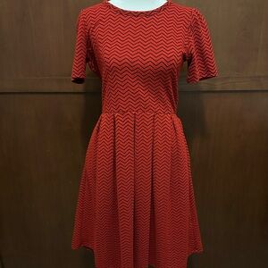 Red Black Chevron LuLaRoe Amelia Small Pattern Dress